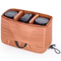 Padded DSLR Camera Insert Bag with Removable Dividers Shockproof Protective Case - Vertical / Brown