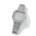 Luxus-Quarzuhr für Herren, quadratisch, mit Strasssteinen besetzt, eisig, modisch. - Quadratischer Strass-Stil (W2655) / Silber