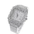 Montre quartz homme carrée glacée avec magnifique lunette épine et strass luxe hip hop - Argent