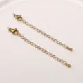 Cadenas de extensión de acero inoxidable con mosquetones para joyería DIY pulseras collares. - Teardrop / Longitud Aprox. 72mm 1 Pieza/Paquete / Acero Chapado en Oro