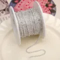 Rhinestone cup chain spool DIY craft crystal chain for phone case nail art accessory - White Rhinestone (SS4.5) / 1.5mm (1m Pack) / Silver Base