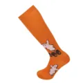 Orange Halloween compression socks with ghost patterns, comfortable mid-calf long socks for daily wear. - Ghost