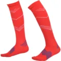 Herren Sport Kompressionssocken schnelltrocknend Laufen Basketball gestreifte Socken - L/XL / Rot