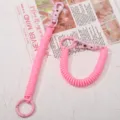 Candy colored spring coil lanyard stretchy elastic keychain strap for keys school bag card holder - 1 Piece / Pink