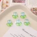 Acrylic tulip beads for DIY jewelry making, blue green flower charms bracelet earrings. - 20 Pack Set / Blue