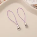 Colorful handmade DIY phone lanyard with metal ring strap mobile phone accessories item - Light Purple