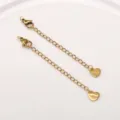 Cadenas de extensión de acero inoxidable dorado con mosquetones y dijes de corazón. - Corazón / Longitud Aprox. 72mm 1 Pieza/Paquete / Acero Chapado en Oro