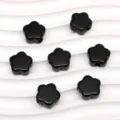Black acrylic five petal flower loose beads for DIY handmade bracelets necklaces. - 10 Pieces/Pack / Black