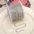Silver rhinestone cup chain close-set crystal chain for DIY crafts phone case accessories - White Rhinestone (SS8.5) / 2.4mm (1 Meter Pack) / Silver Base