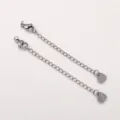 Cadenas de extensión de acero inoxidable para joyería artesanal y collares DIY. - Corazón / Longitud Aprox. 72mm 1 Pieza/Paquete / Color Acero