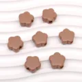 Solid brown acrylic five petal flower loose beads for DIY handmade bracelet necklace craft - 10 Pieces/Pack / Coffee