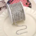 Silver rhinestone cup chain for DIY nail art, phone case decoration, and jewelry craft. - White Rhinestone (SS12) / 2.8mm (1 Meter Pack) / Silver Base