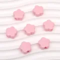 Solid acrylic five-petal flower beads for DIY jewelry making bracelets and necklaces. - 10 Pieces/Pack / Pink