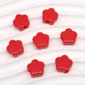 Red Acrylic Five-Petal Flower Beads DIY Jewelry Making Accessories Bracelet Necklace - 10 Pieces/Pack / Red