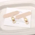 Accesorio de cordón de teléfono junta de metal en T beige, duradero para manualidades. - 6x4.5cm 1 Pieza/Paquete / Anillo Dorado & Blanco Crema