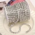 Spool rhinestone chain crystal glass diamond DIY phone case craft accessories sparkling trim - White Rhinestone (SS24) / 5mm (1m Pack) / Silver Base