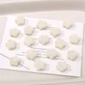 Acryl Dopamin Blumen Perlen Glänzend Tropfende Öl Knopf Lose Perlen DIY Handy Kette - 2 Stück/Set / Gebrochenes Weiß