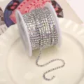 Rhinestone cup chain AB crystal glass diamond DIY nail art phone case decorative accessory trim - AB Iridescent (SS8.5) / 2.4mm (1 Meter Pack) / Silver Base