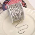 AB crystal rhinestone chain variant, shiny claw chain for DIY phone cases and nail art. - AB Iridescent (SS10) / 2.6mm (1 Meter Pack) / Silver Base