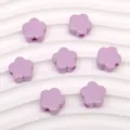 Cuentas de flores de acrílico morado 5 pétalos sueltas accesorios de joyería DIY - Púrpura