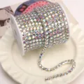Rhinestone cup chain AB crystal chain DIY phone case nail art craft accessories 90 - AB Iridescent (SS24) / 5mm (1m Pack) / Silver Base