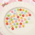 Cabochons de fleurs en résine mélangés colorés pour la fabrication de bijoux de bricolage - 50 Pièces / #01 Style Fleur Env. 6mm