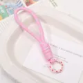 Rosa Gewebter Schlüsselanhänger Lanyard Süße Tasche Charm DIY Handgemachte Zubehör Neu - 1 Stück / Rosa