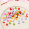 Breloques de fleurs en résine mélangées colorées perles plates pour bijoux DIY et chaussures - 50 Pièces / #02 Style Fleur Env. 6mm