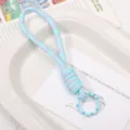 Blauer geflochtener Seil Schlüsselanhänger süßes Lanyard DIY handgemachte Tasche Zubehör. - 1 Stück / Hellblau