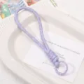 Minimalistische paarse gevlochten touw sleutelhanger DIY handgemaakte tassenhanger. - 1 Stuk / Paars