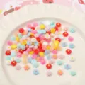 Cabochons de fleurs en résine colorée breloques dos plat pour artisanat bricolage deco. - 50 Pièces / #05 Style Fleur Env. 6mm