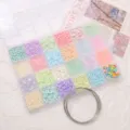 24-grid bead storage box set with colorful glass seed beads and tube beads for DIY jewelry making - Macaron Colors Style With 10 Steel Loops