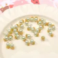 Glass imitation pearl bead pendant DIY handmade jewelry accessories charm for bracelet - 6mm (5 Pieces/Pack) / Light Green