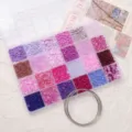 24-grid storage box filled with colorful glass seed beads and tube beads for DIY jewelry making. - Purple Tones Style With 10 Steel Loops