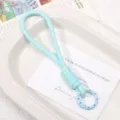 Minimalistische lichtblauwe gevlochten touw sleutelhanger DIY handgemaakte tas accessoire. - 1 Stuk / Muntgroen