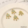 Alloy imitation jade lock charms DIY jewelry pendants with little bells 19x34mm - Ping An Lock Bell / 2 Pcs/Set