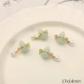 Alloy imitation jade gourd pearl DIY charm pendant for handmade jewelry making and accessories - Pearl Gourd / 2 Pcs/Set