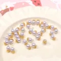 Pearl Bead Charms Lilac Glass Pearl Pendants with Gold Flower Caps for DIY Jewelry Making - 6mm (5 Pieces/Pack) / Light Purple