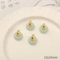 Alloy jade-like glass flower pendant DIY handmade jewelry accessories 12x15mm charm - Circle Flower / 2 Pcs/Set