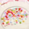 Perles de fleurs en resine melangees colorees breloques dos plat pour fabrication de bijoux DIY art - 50 Pièces / #09 Style Fleur Env. 6mm