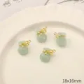 Green alloy glass lucky bag pendant bow charm DIY jewelry making accessory 18x16mm. - Bowknot Lucky Bag / 2 Pcs/Set