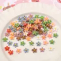 Fleurs en résine colorées plates, perles de bricolage sans trou pour accessoires de bijoux faits à main. - 50 Pièces / #10 Style Fleur Env. 7mm