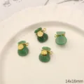 Green Imitation Jade Glass Lucky Bag Pendant Charms Alloy DIY Jewelry Making Accessories - Fu Character Lucky Bag / 2 Pcs/Set
