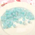 8mm blaue mattierte Glasperlen mit Goldfolie, Farbverlauf lose Perlen für DIY Schmuck. - Himmelblau