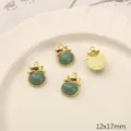 Alloy jade glass lucky bag pendant charms, 12x17mm DIY handmade jewelry making accessories. - Ingot Oval / 2 Pcs/Set