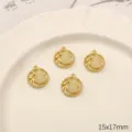 Alloy imitation jade gourd pendant, golden round frame lucky jewelry DIY accessory 15x17mm - Fu Character Gourd Necklace / 2 Pcs/Set