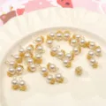 Glass imitation pearl round bead pendants DIY handmade jewelry accessories craft supplies. - 6mm (5 Pieces/Pack) / Beige Coffee