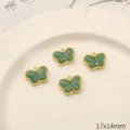 Green butterfly alloy faux jade charms pendants for DIY jewelry making, 17x14mm size. - Gold Edge Butterfly / 2 Pcs/Set
