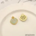 Alloy imitation jade glass ruyi lock flower pendant DIY handmade jewelry accessories 18.5x21mm - Peace Lock Pendant / 2 Pcs/Set
