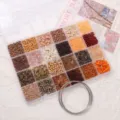 24 grid glass seed beads bugle beads set DIY bracelet necklace jewelry making kit supplies - Coffee Tones Style With 10 Steel Loops